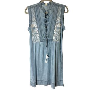 Raga Denim Embroidered Mini Dress